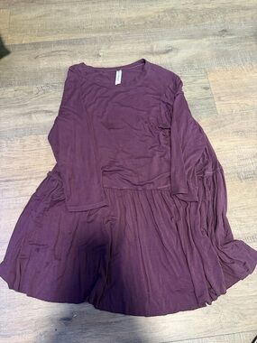 Zenana Outfitters Plum Peplum Long Sleeve Tunic